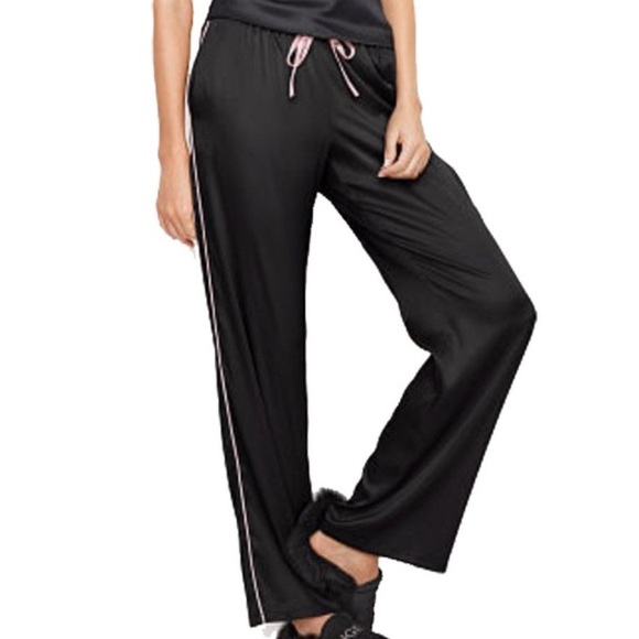 Victoria's Secret Other - Victoria's Secret Navy/pink Satin Pajama Pants SzL